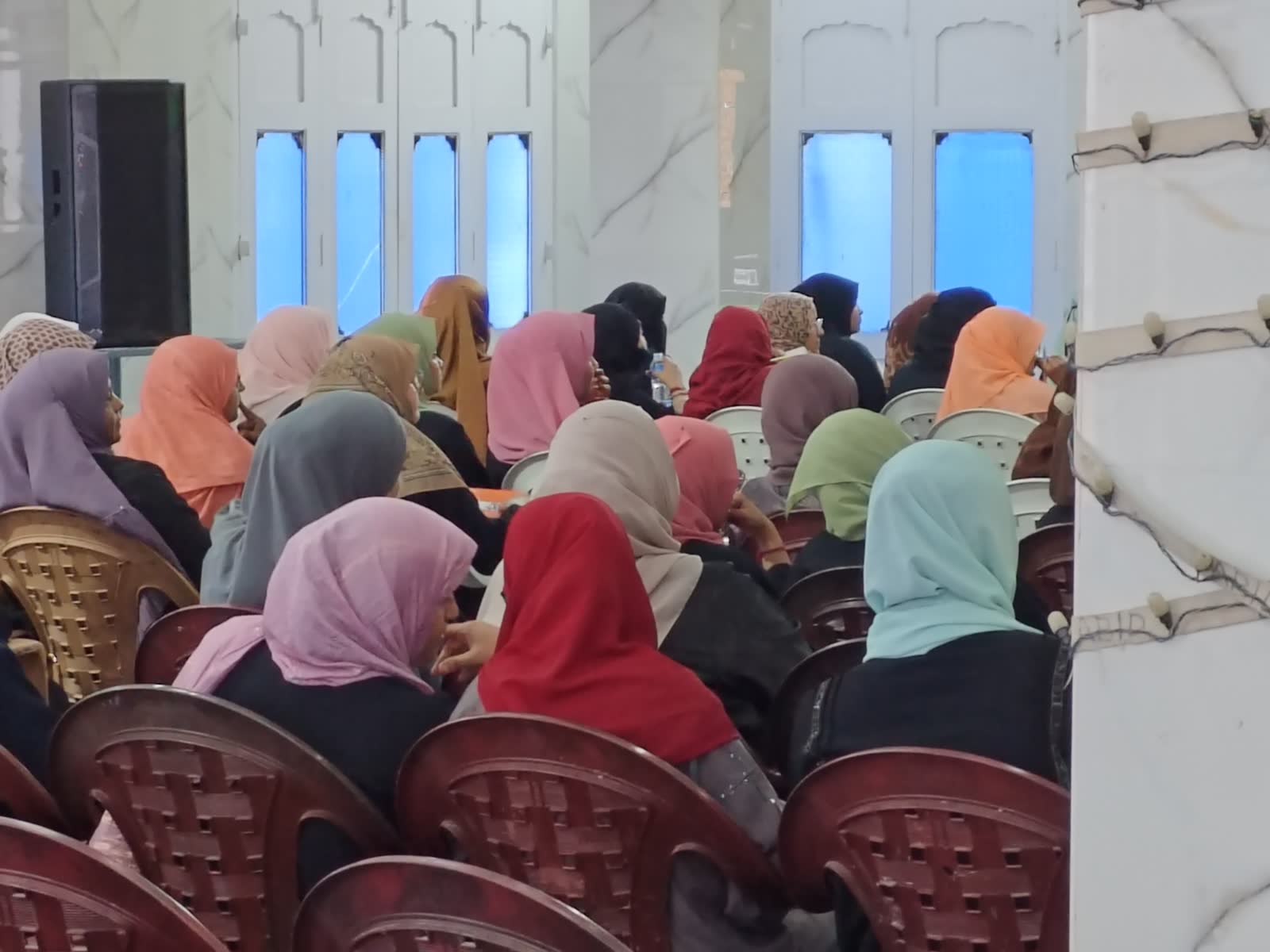 Rows of women learners at the Baitul Qayam bootcamp in Hyderabad