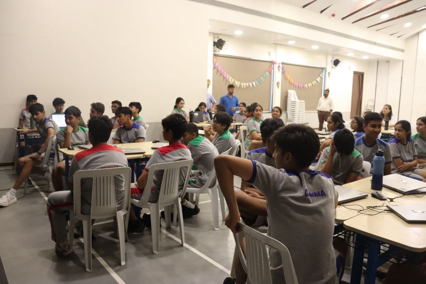 The class settling in for the workshop