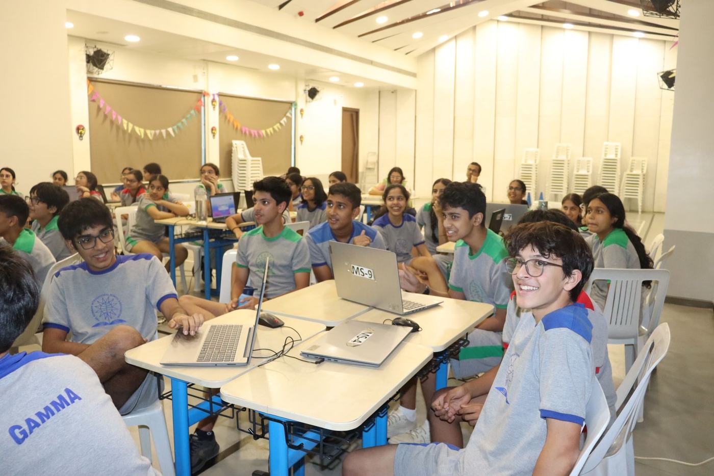 The class laughing during the workshop