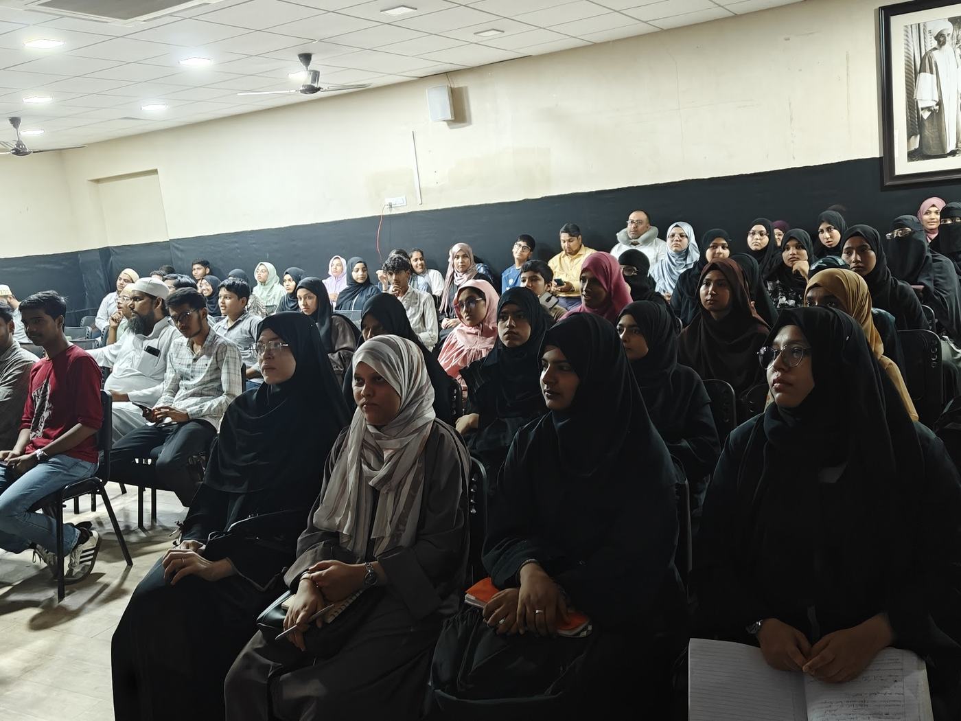 A packed hall of students at Burhani College