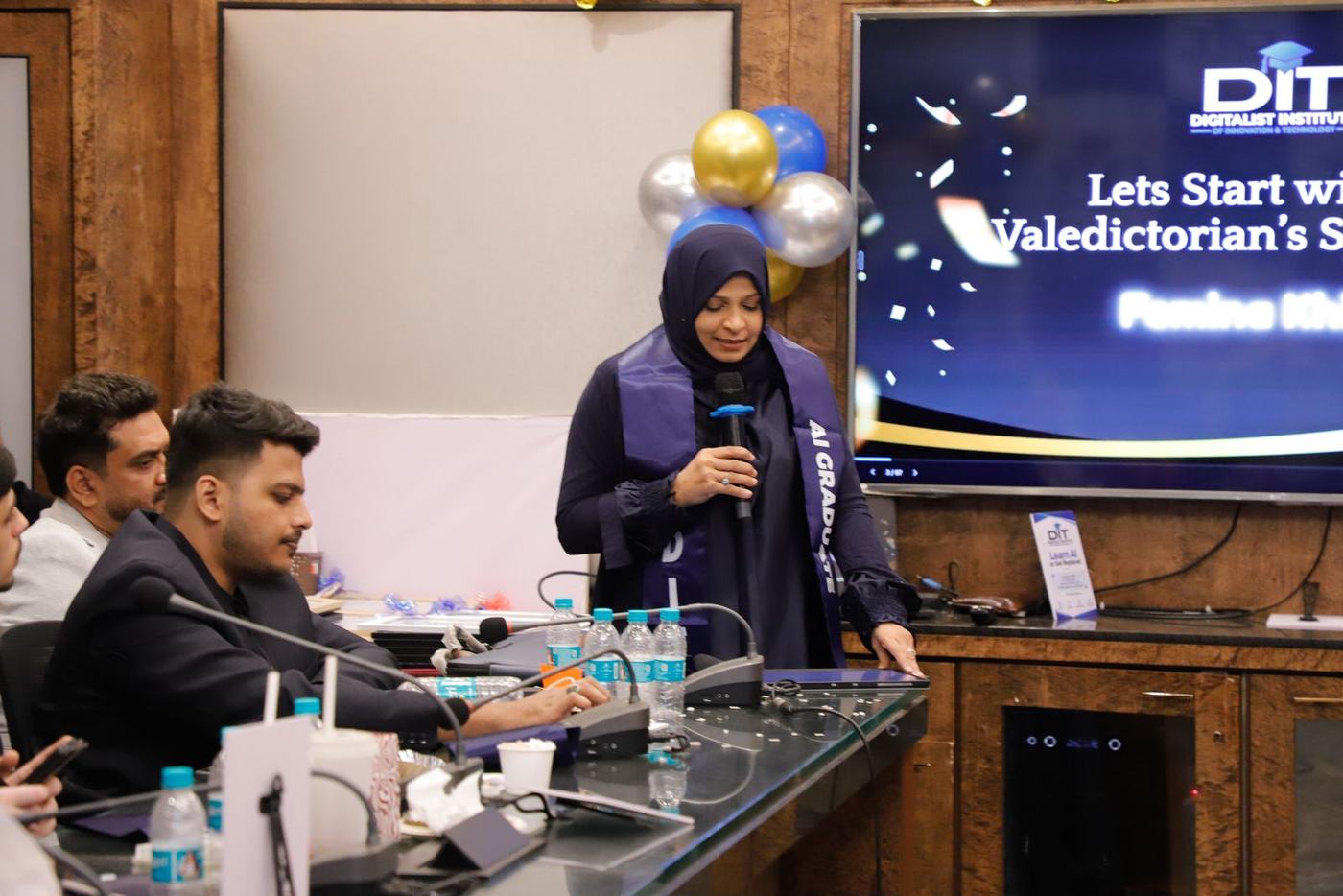 The valedictorian giving her speech