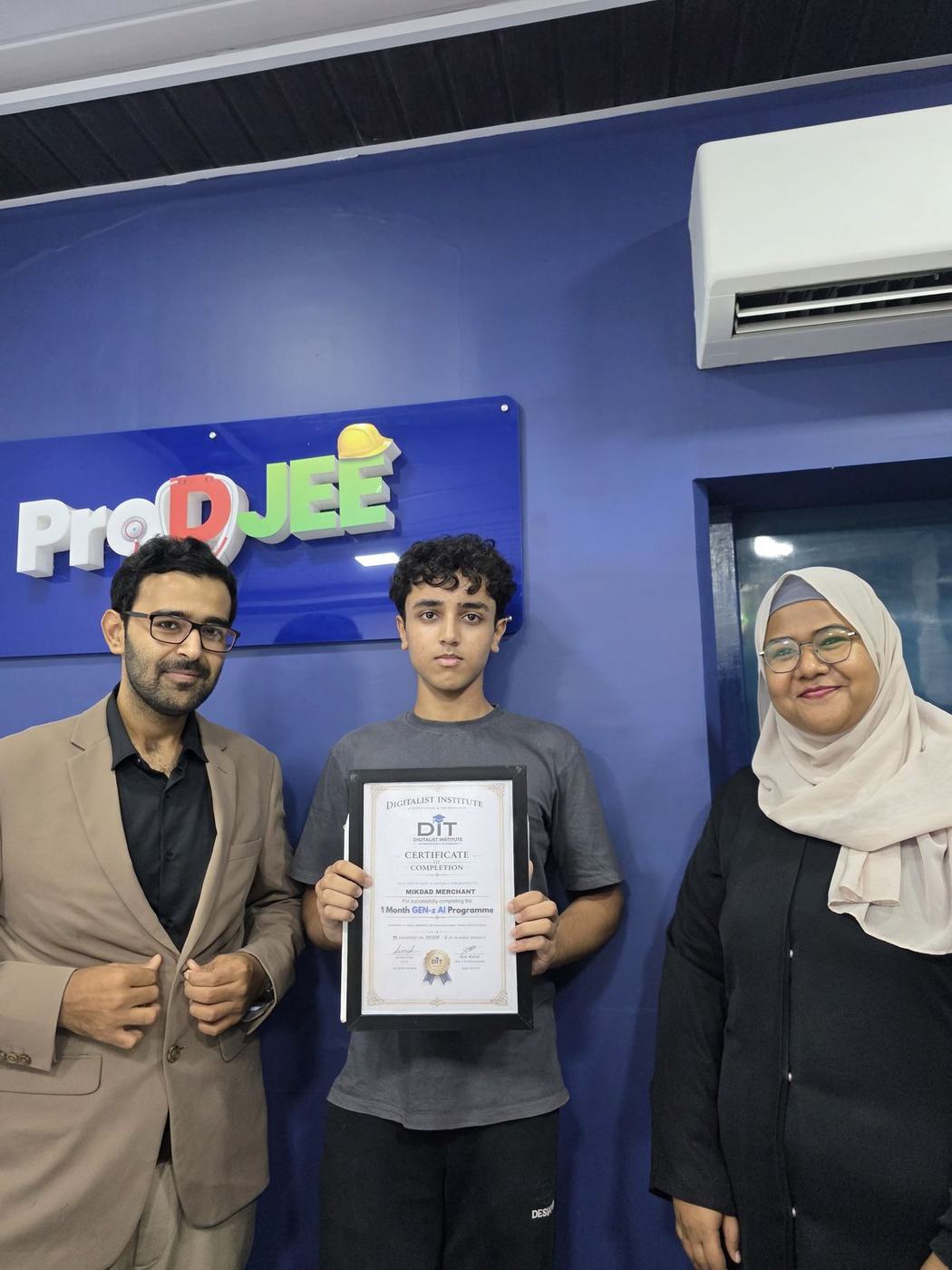 A GenZ-AI student receives a certificate