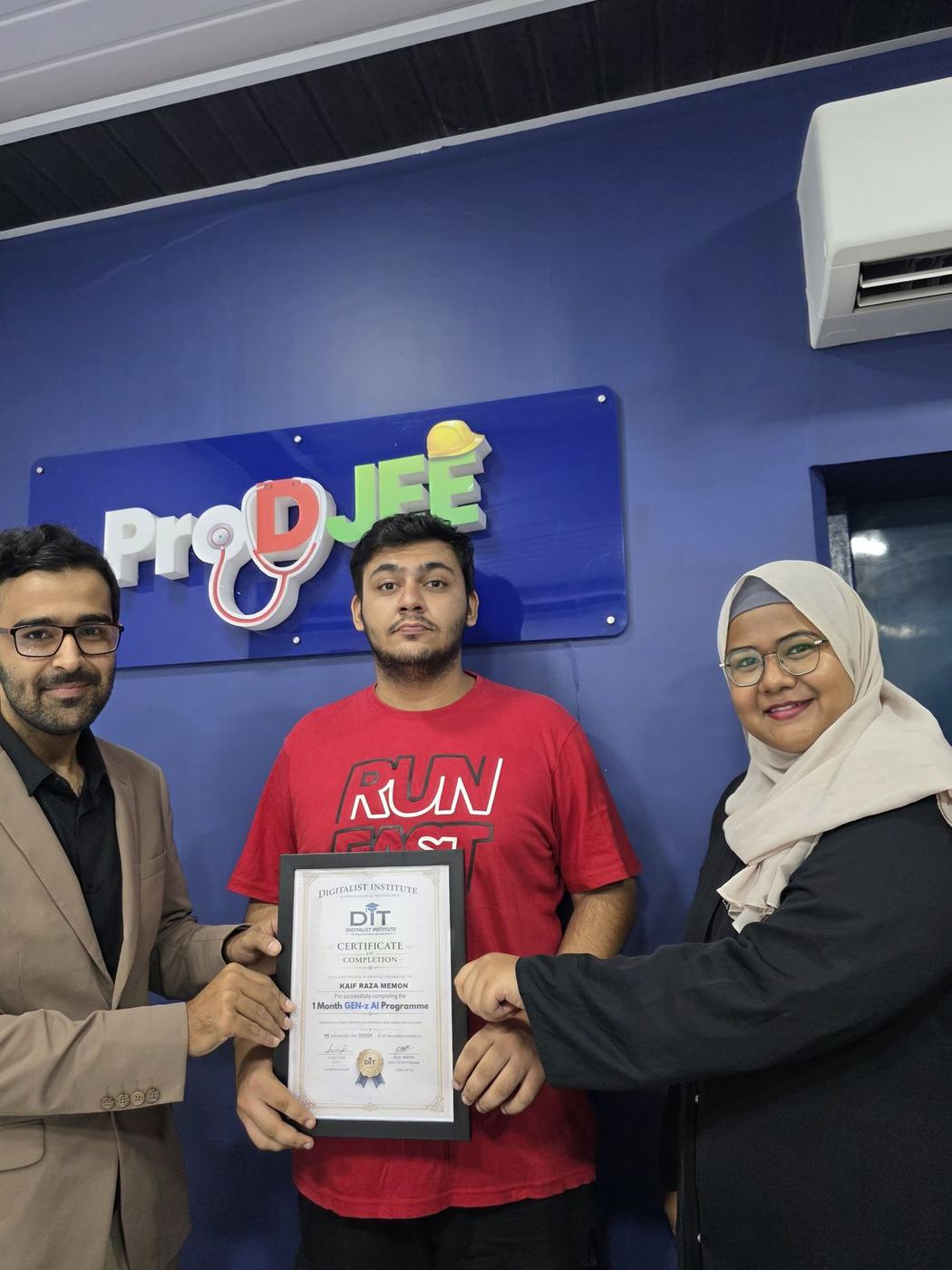 A GenZ-AI student receives a certificate